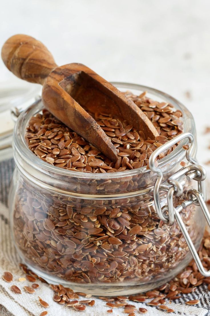 Flaxseeds in jar for hormonal balance