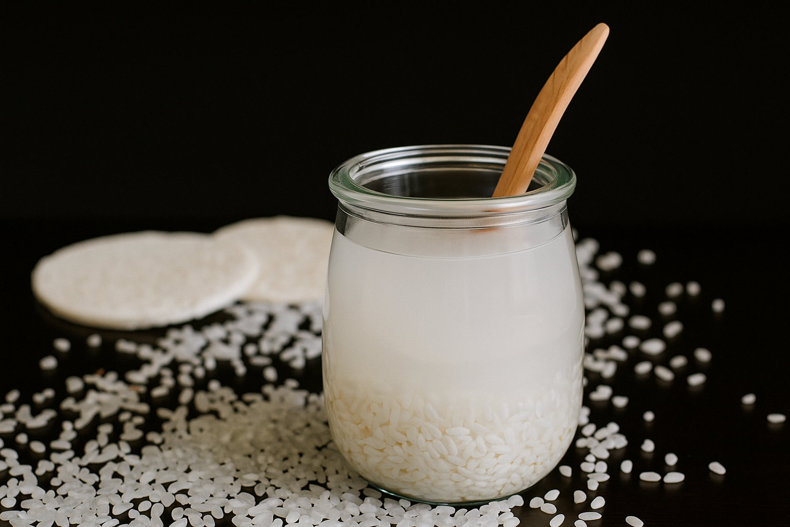Rice water preparation in jar